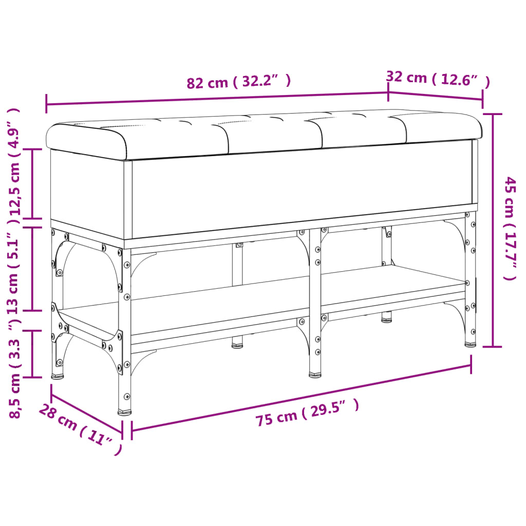 Banc à chaussures noir 82x32x45 cm bois d'ingénierie Bancs coffres vidaXL   