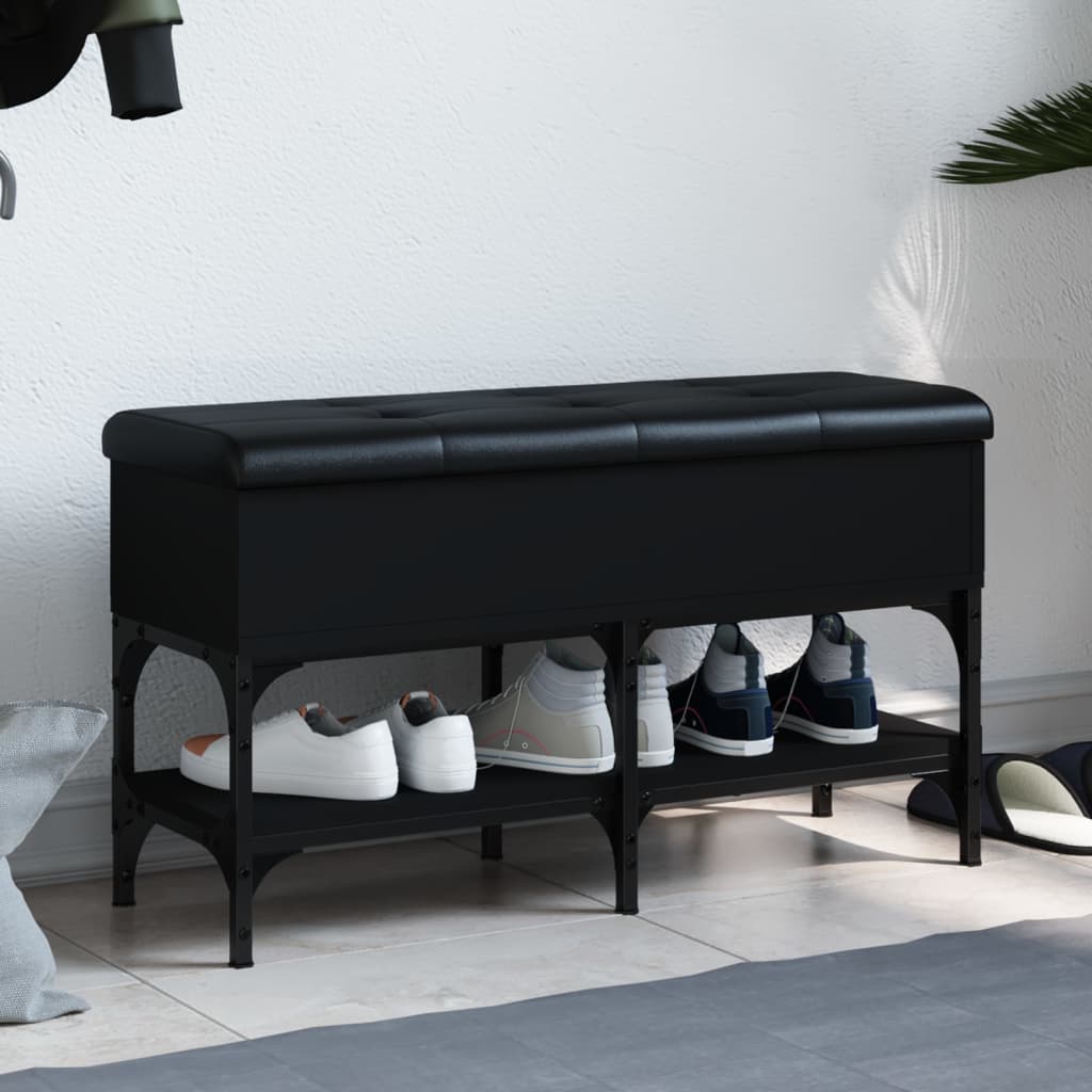 Banc à chaussures noir 82x32x45 cm bois d'ingénierie Bancs coffres vidaXL   