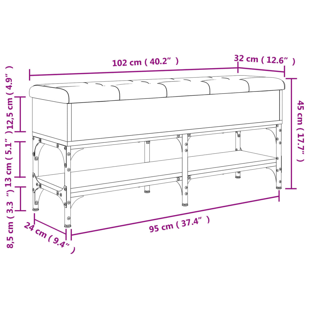 Banc à chaussures noir 102x32x45 cm bois d'ingénierie Bancs coffres vidaXL   