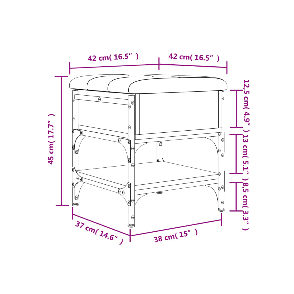 Banc à chaussures chêne sonoma 42x42x45 cm bois d'ingénierie Bancs coffres vidaXL   