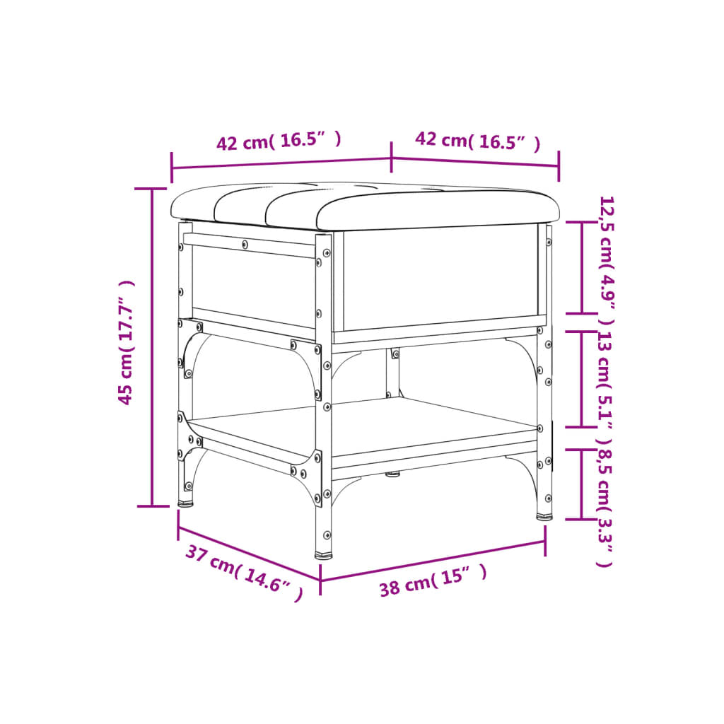 Banc à chaussures sonoma gris 42x42x45 cm bois d'ingénierie Bancs coffres vidaXL   