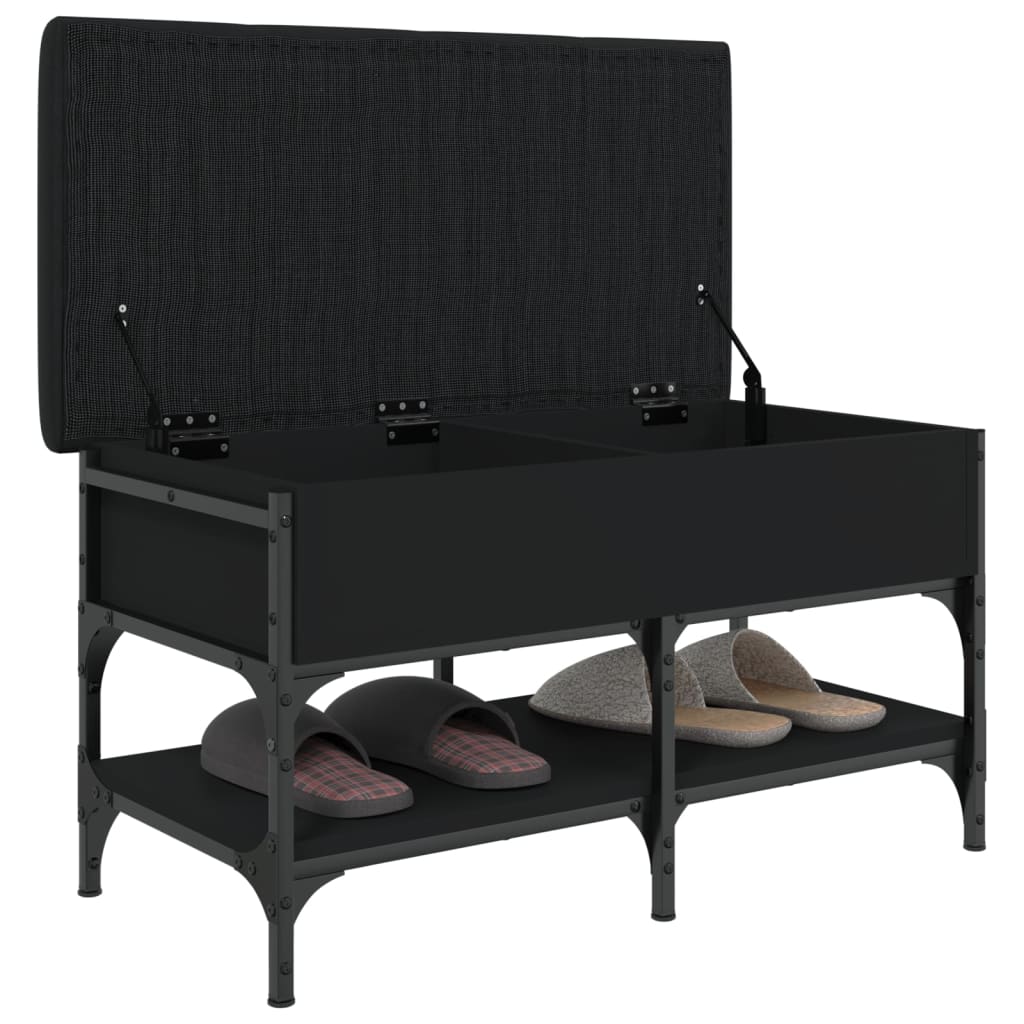 Banc à chaussures noir 82x42x45 cm bois d'ingénierie Bancs coffres vidaXL   