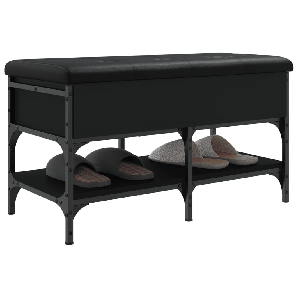 Banc à chaussures noir 82x42x45 cm bois d'ingénierie Bancs coffres vidaXL   