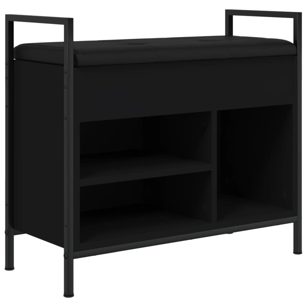 Banc à chaussures noir 65,5x32x57,5 cm bois d'ingénierie Bancs coffres vidaXL   