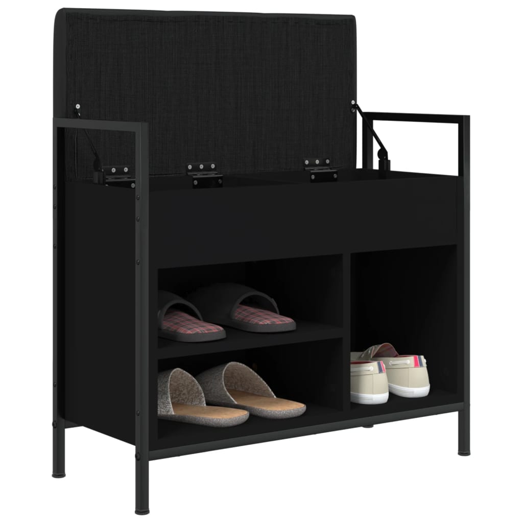 Banc à chaussures noir 65,5x32x57,5 cm bois d'ingénierie Bancs coffres vidaXL   