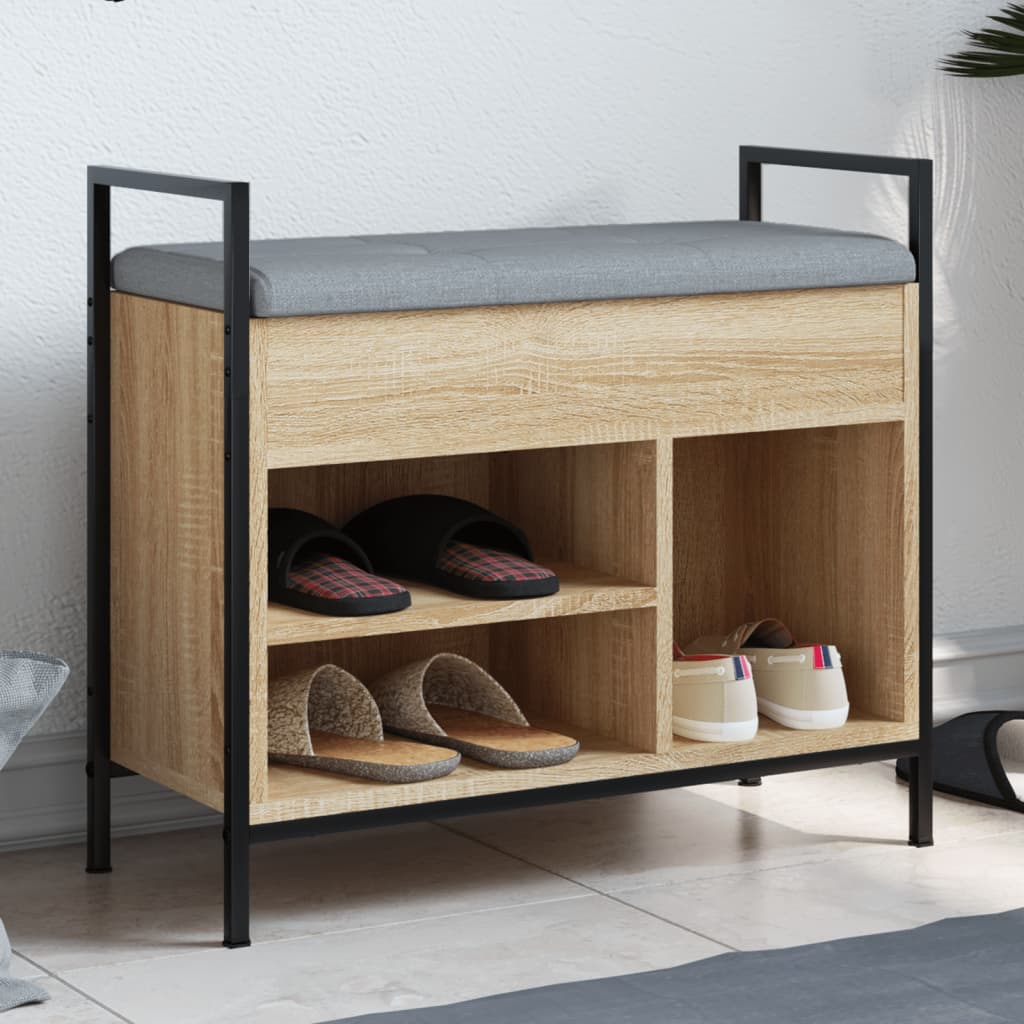 Banc à chaussures chêne sonoma 65,5x32x57,5cm bois d'ingénierie Bancs coffres vidaXL   