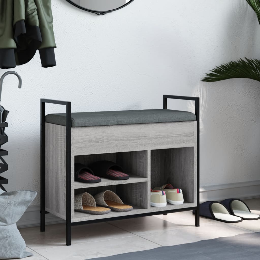 Banc à chaussures sonoma gris 65,5x32x57,5 cm bois d'ingénierie Bancs coffres vidaXL   