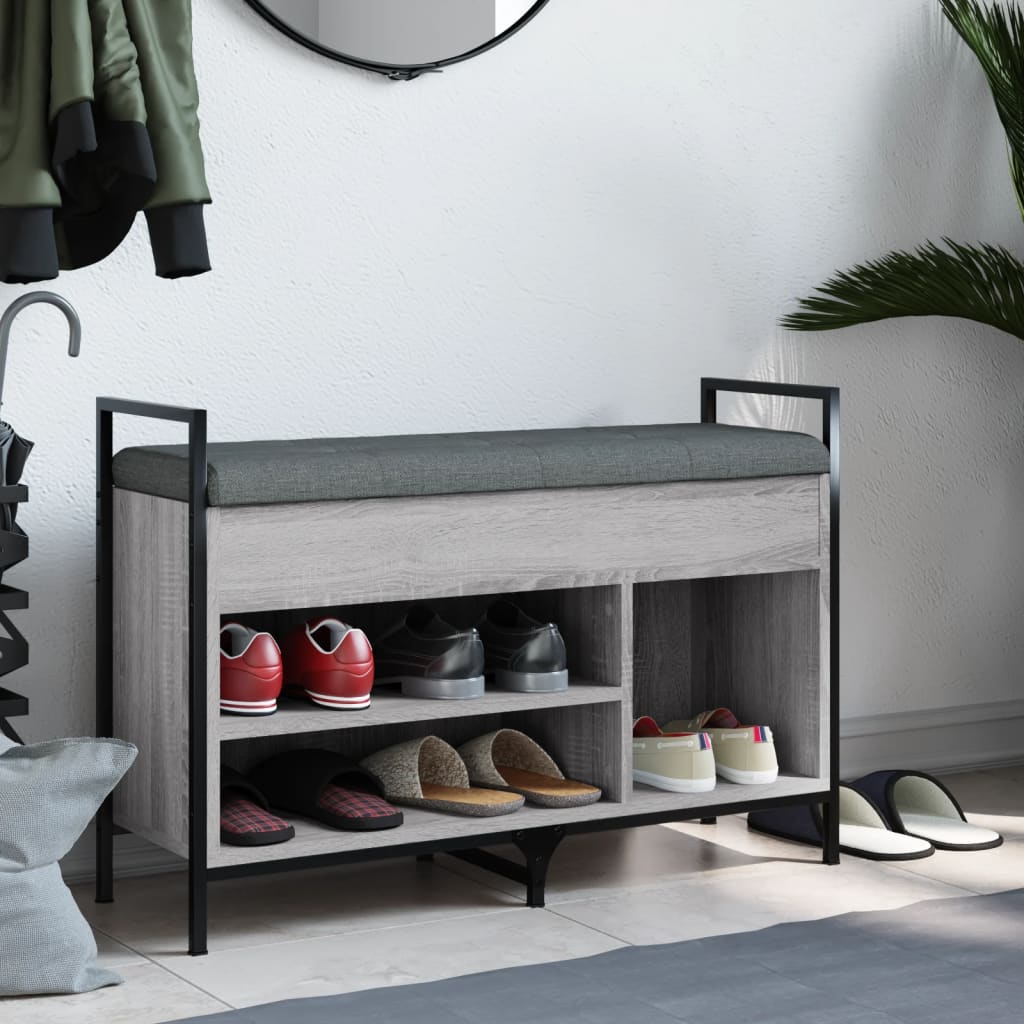 Banc à chaussures sonoma gris 85,5x32x57,5 cm bois d'ingénierie Bancs coffres vidaXL   