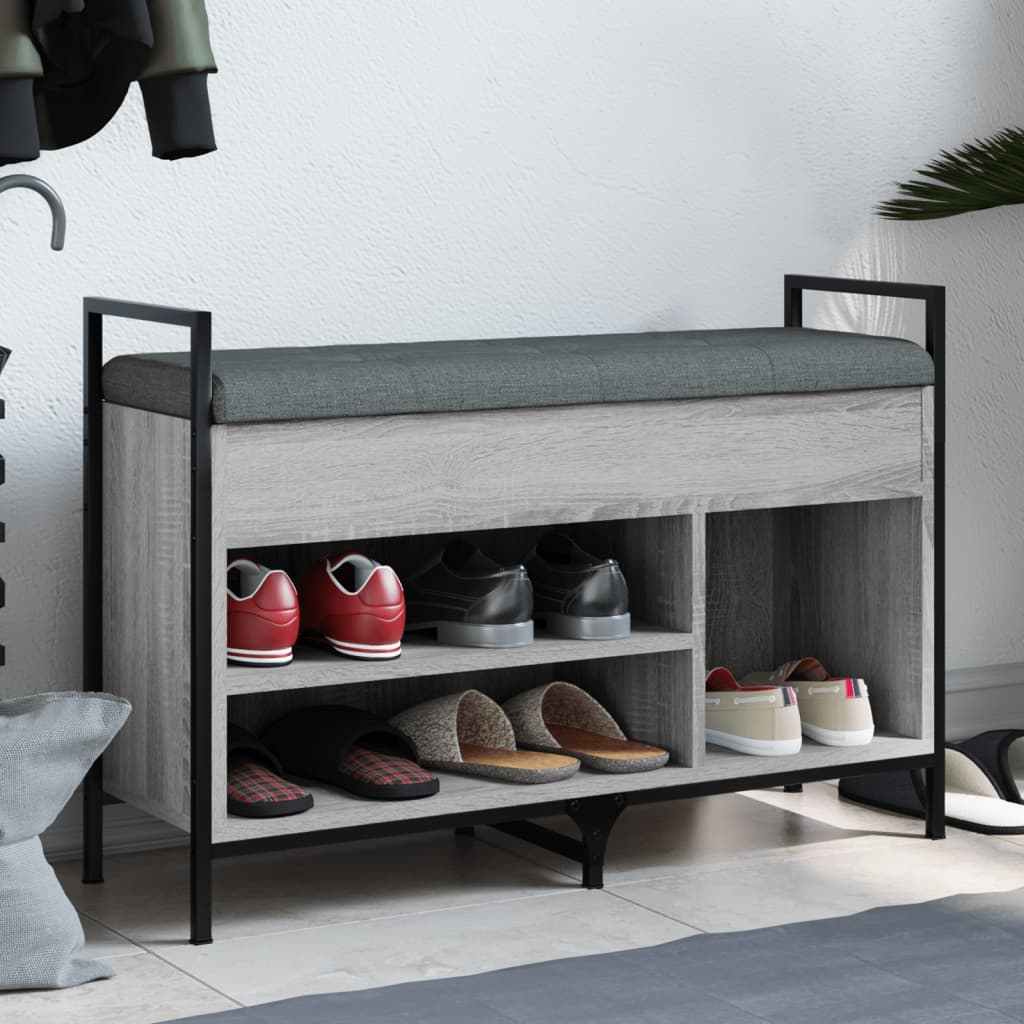 Banc à chaussures sonoma gris 85,5x32x57,5 cm bois d'ingénierie Bancs coffres vidaXL   