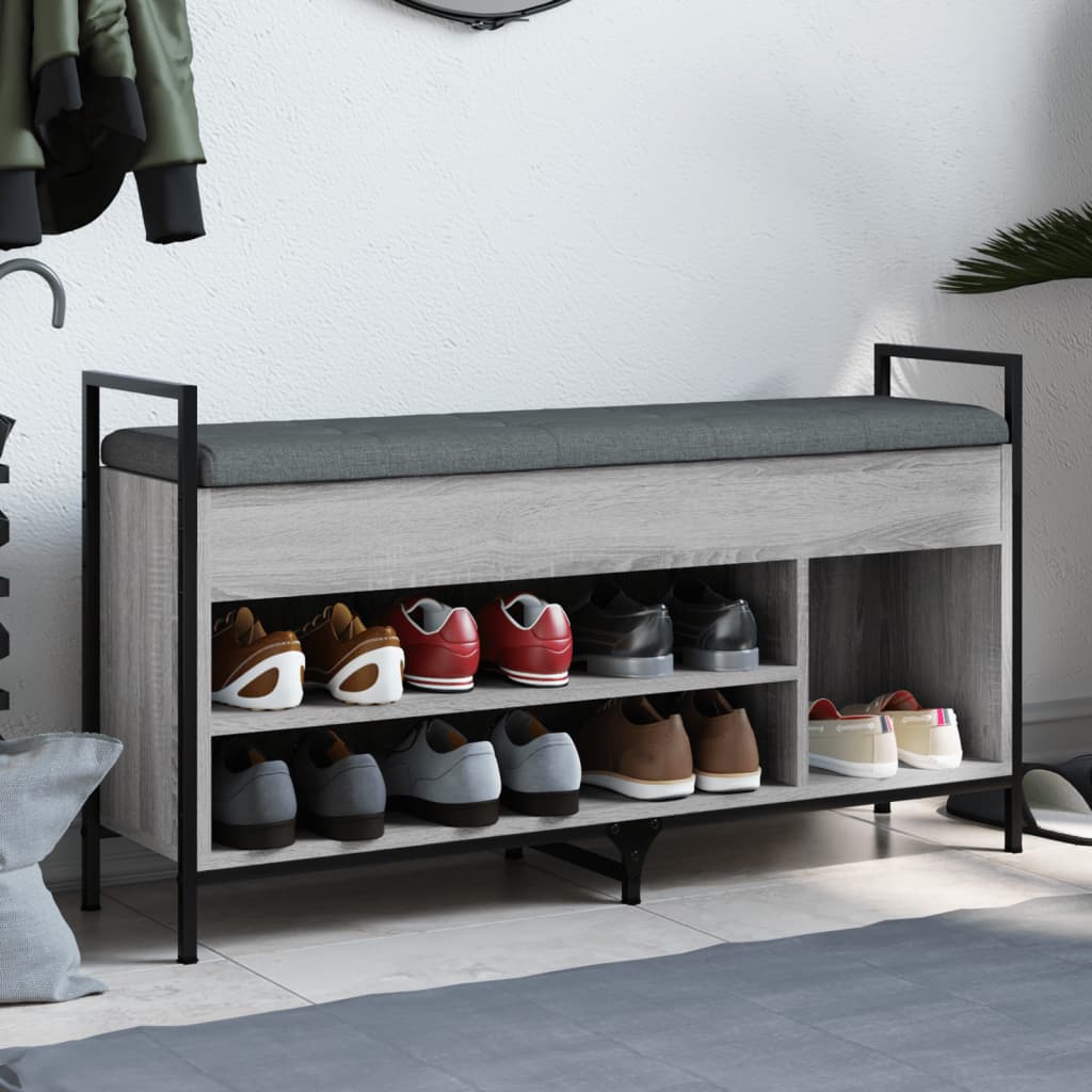 Banc à chaussures sonoma gris 105,5x32x57,5cm bois d'ingénierie Bancs coffres vidaXL   