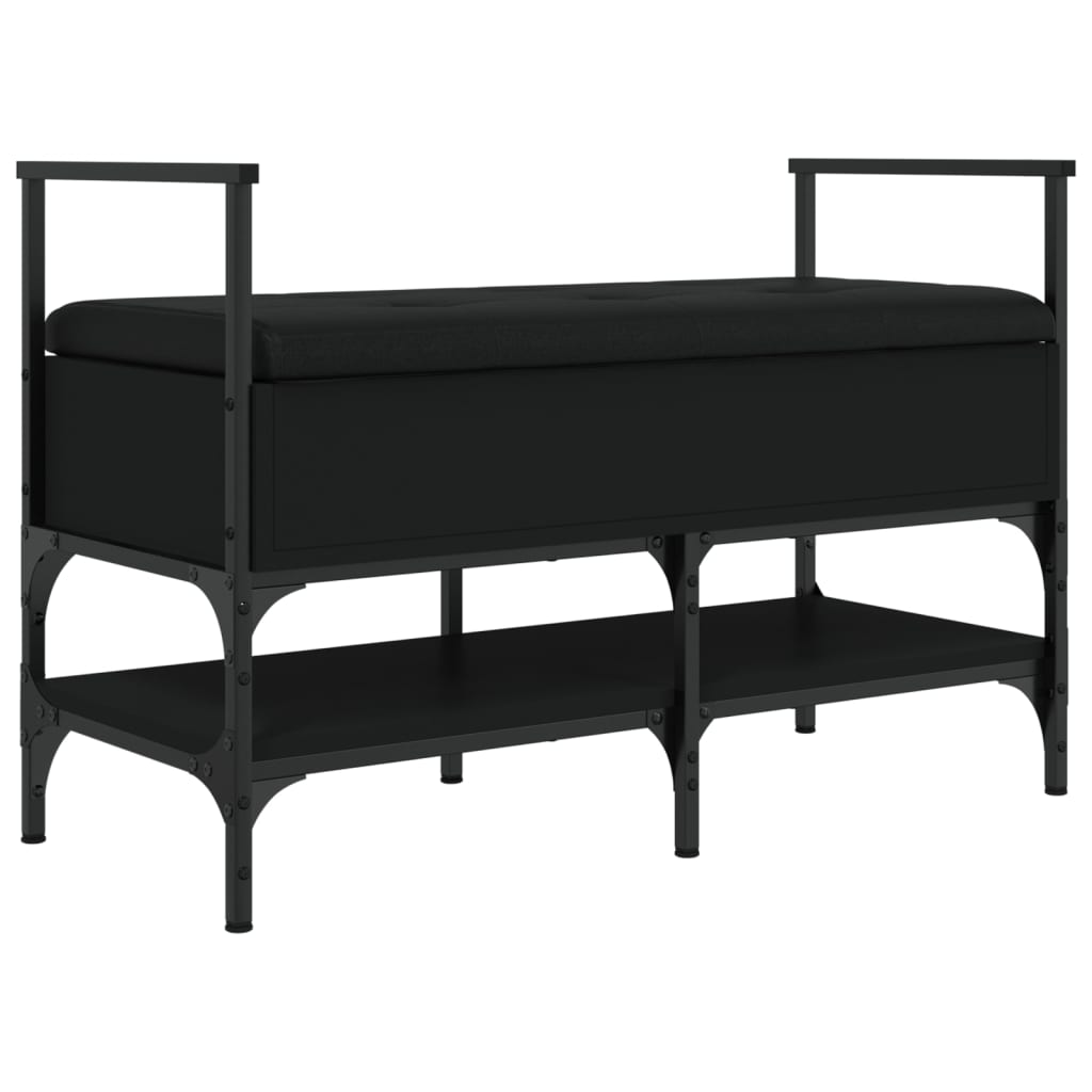 Banc à chaussures noir 85,5x42x57,5 cm bois d'ingénierie Bancs coffres vidaXL   