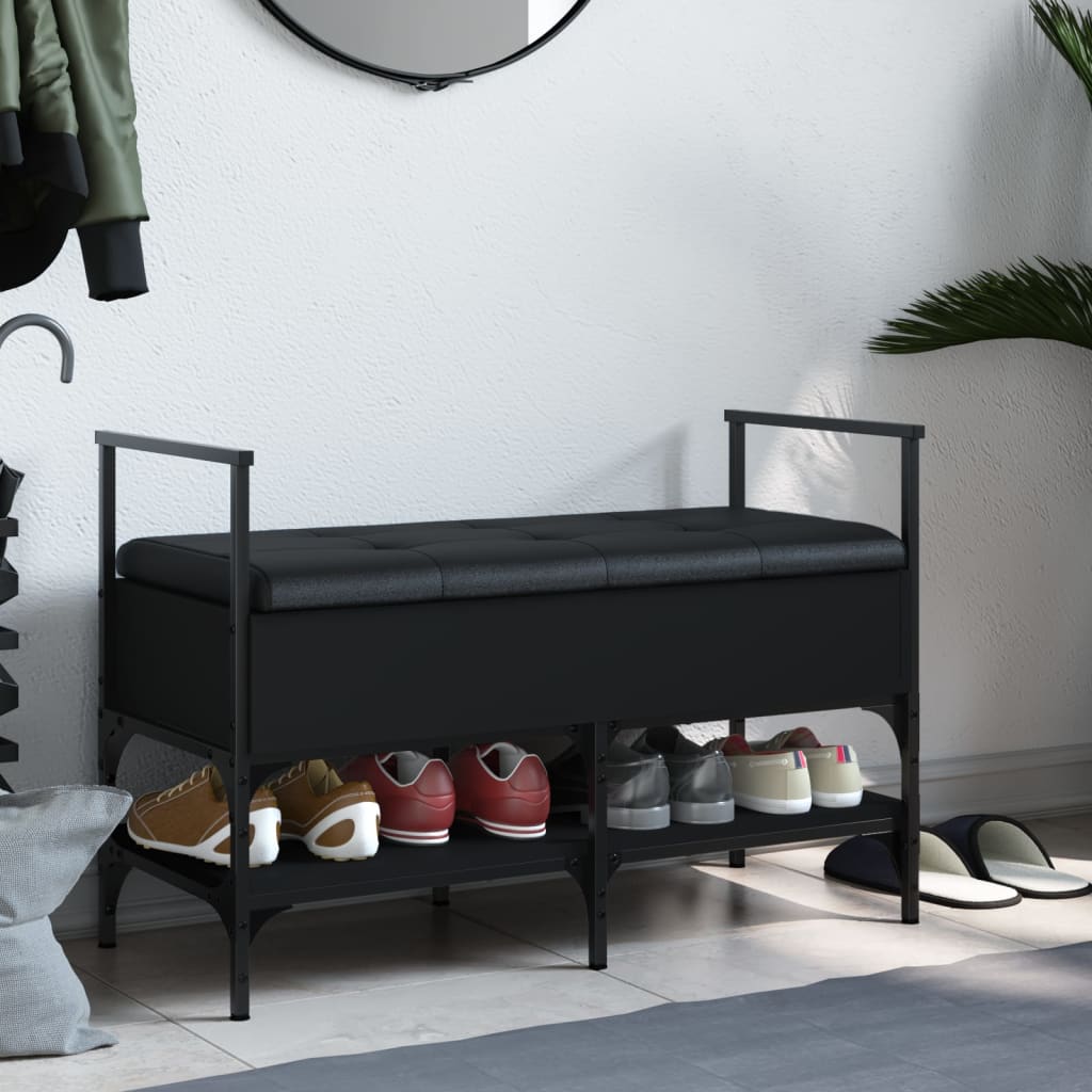 Banc à chaussures noir 85,5x42x57,5 cm bois d'ingénierie Bancs coffres vidaXL   