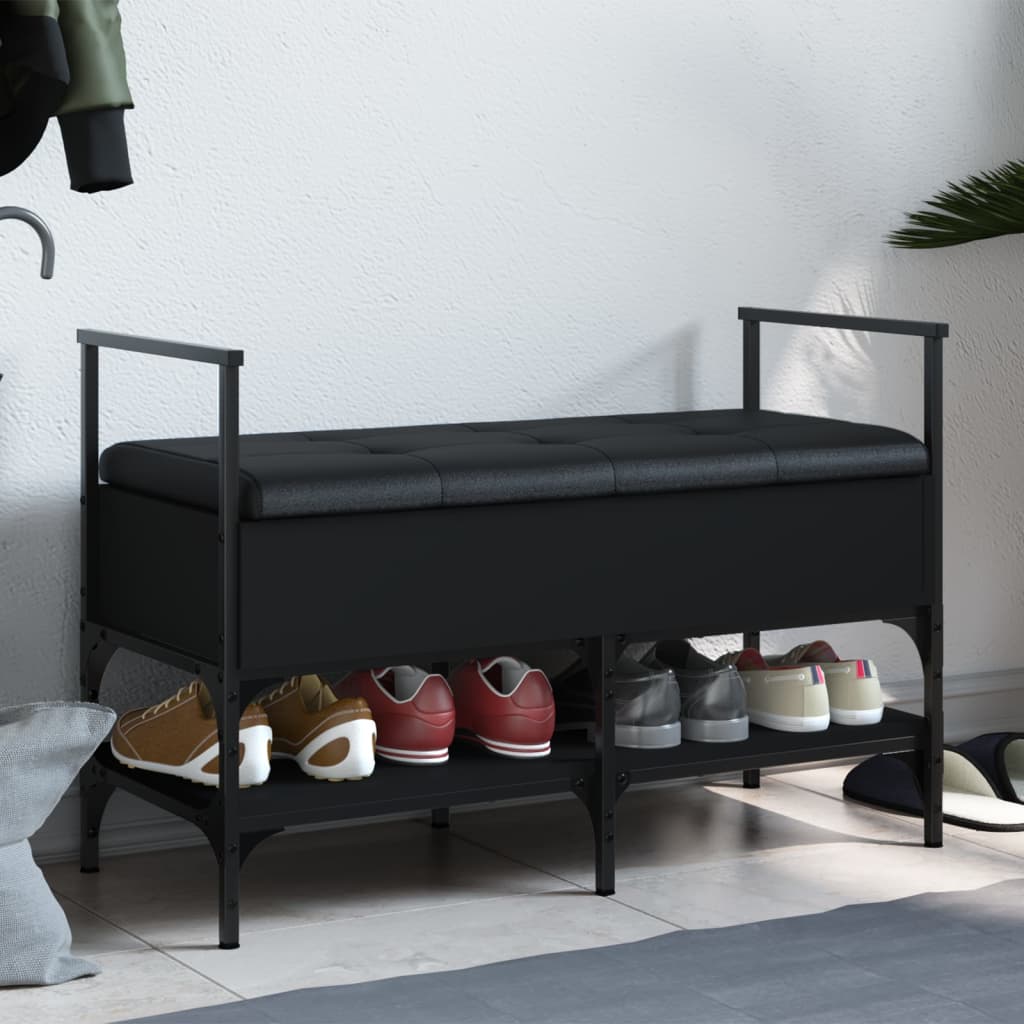 Banc à chaussures noir 85,5x42x57,5 cm bois d'ingénierie Bancs coffres vidaXL   