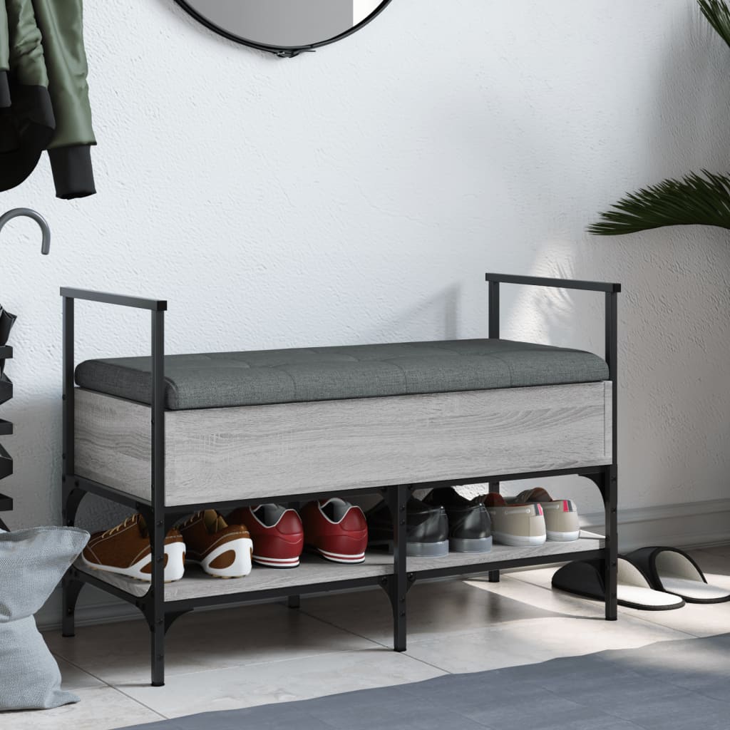 Banc à chaussures sonoma gris 85,5x42x57,5 cm bois d'ingénierie Bancs coffres vidaXL   