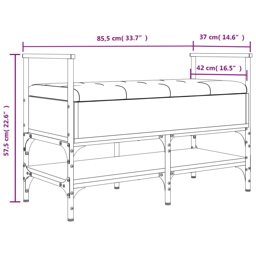 Banc à chaussures sonoma gris 85,5x42x57,5 cm bois d'ingénierie Bancs coffres vidaXL   