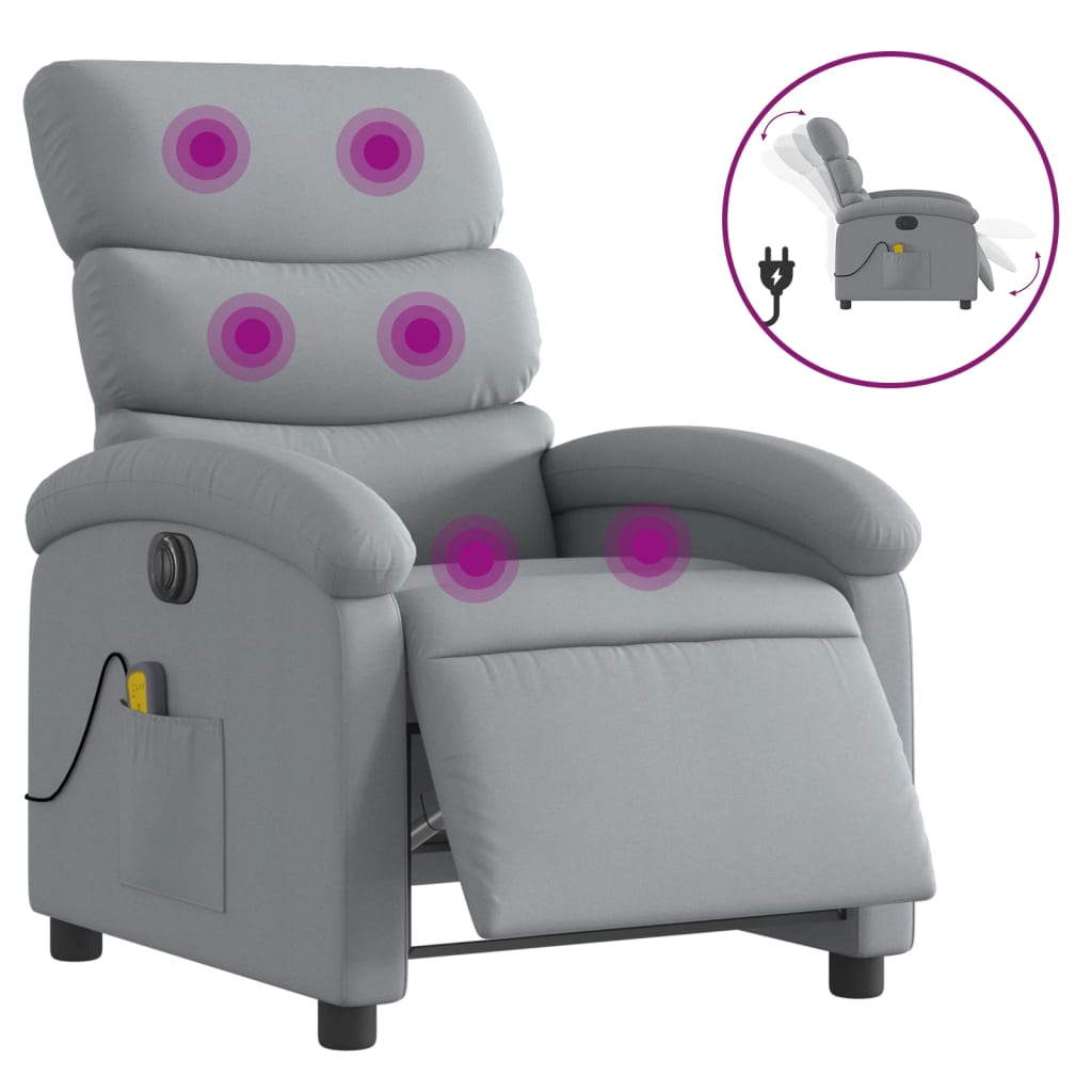 Fauteuil de massage inclinable électrique gris clair tissu Fauteuils vidaXL   