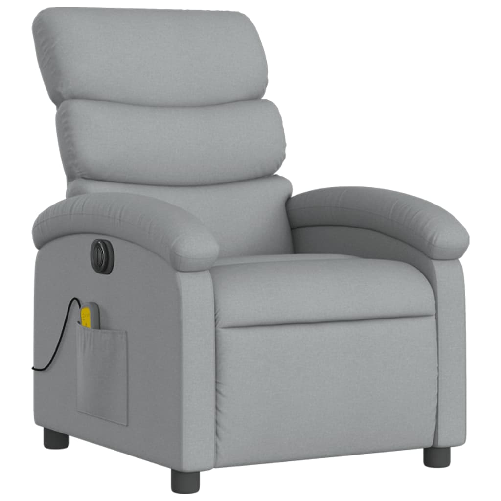 Fauteuil de massage inclinable électrique gris clair tissu Fauteuils vidaXL   