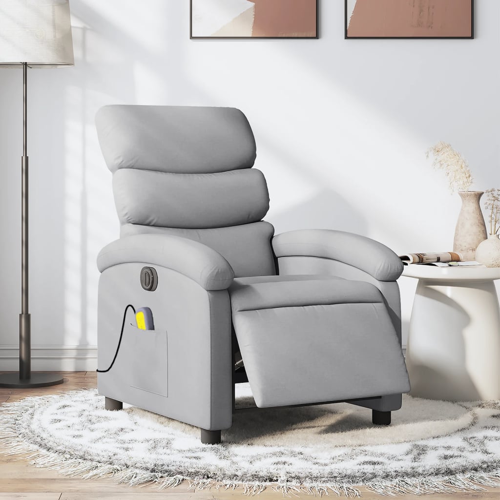 Fauteuil de massage inclinable électrique gris clair tissu Fauteuils vidaXL   