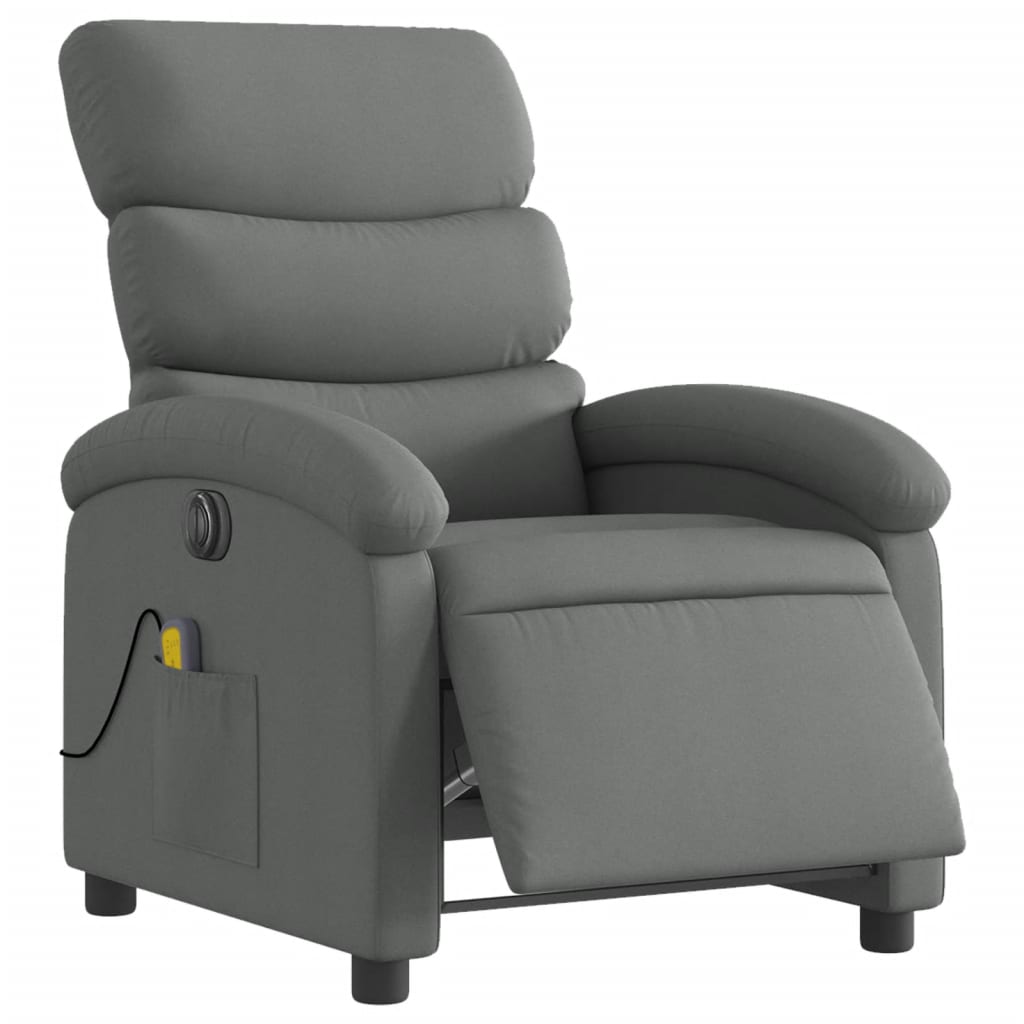 Fauteuil inclinable de massage électrique gris foncé tissu Fauteuils vidaXL   