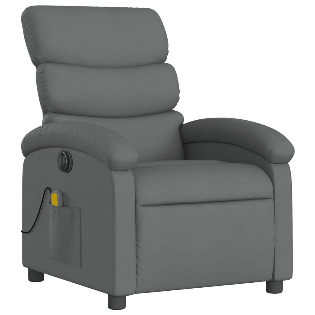 Fauteuil inclinable de massage électrique gris foncé tissu Fauteuils vidaXL   