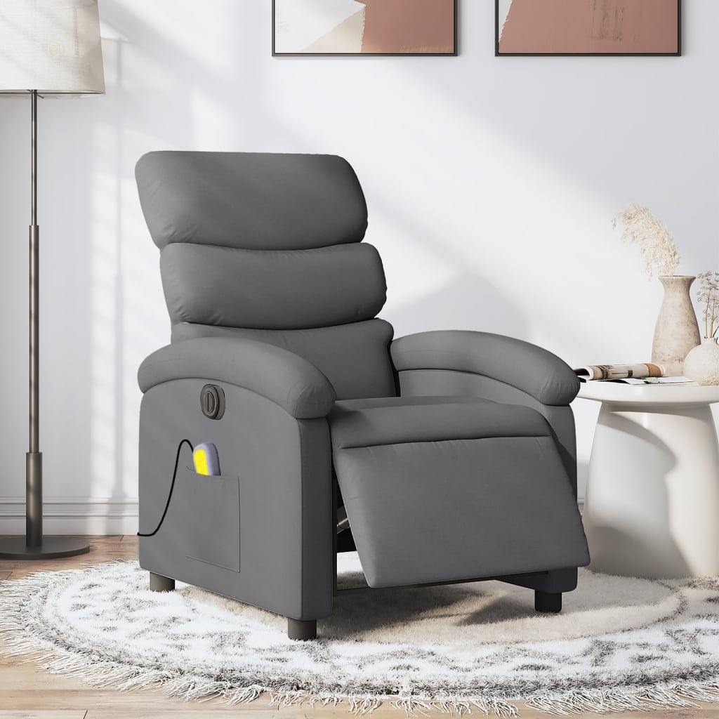 Fauteuil inclinable de massage électrique gris foncé tissu Fauteuils vidaXL   