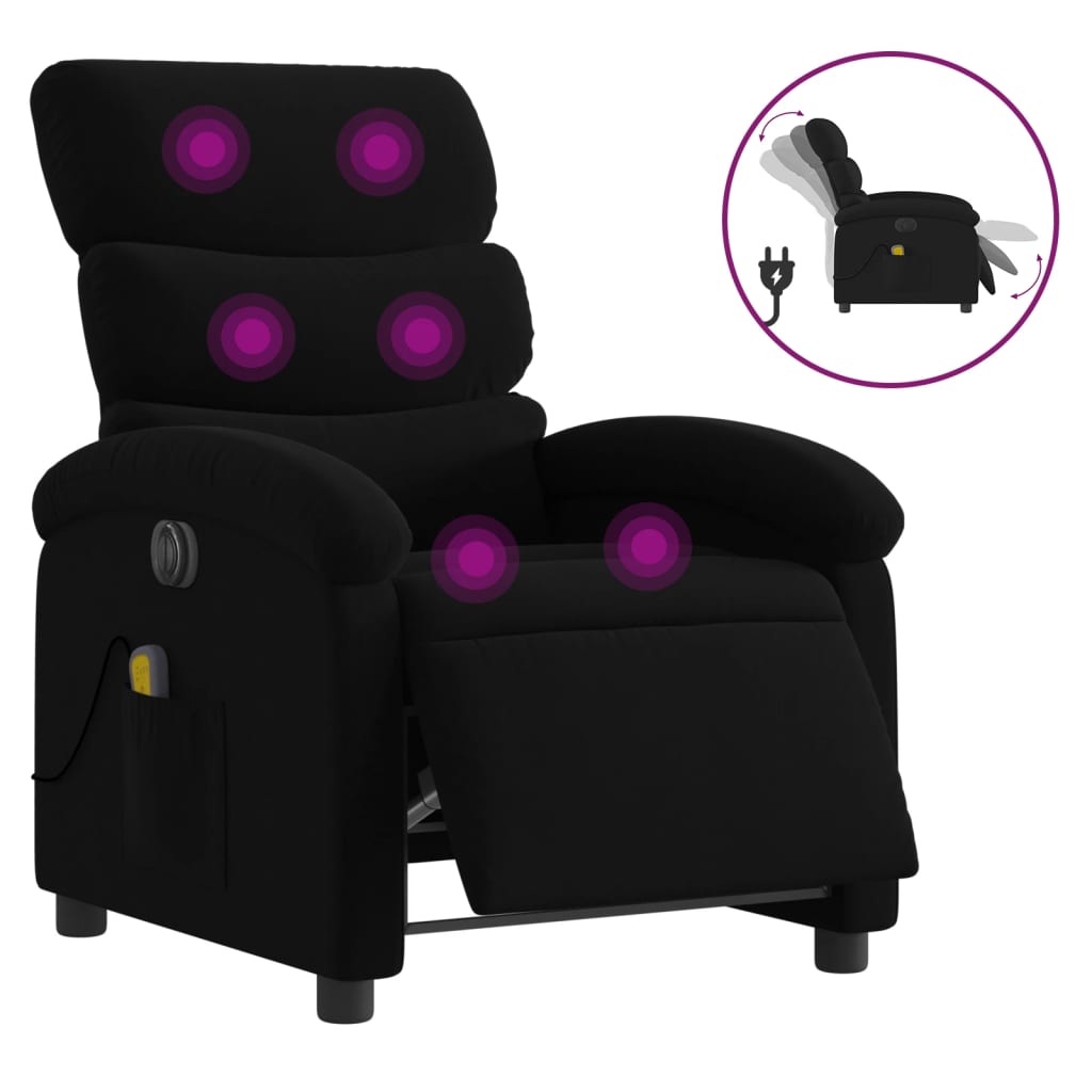 Fauteuil de massage inclinable électrique Noir Tissu Fauteuils vidaXL   