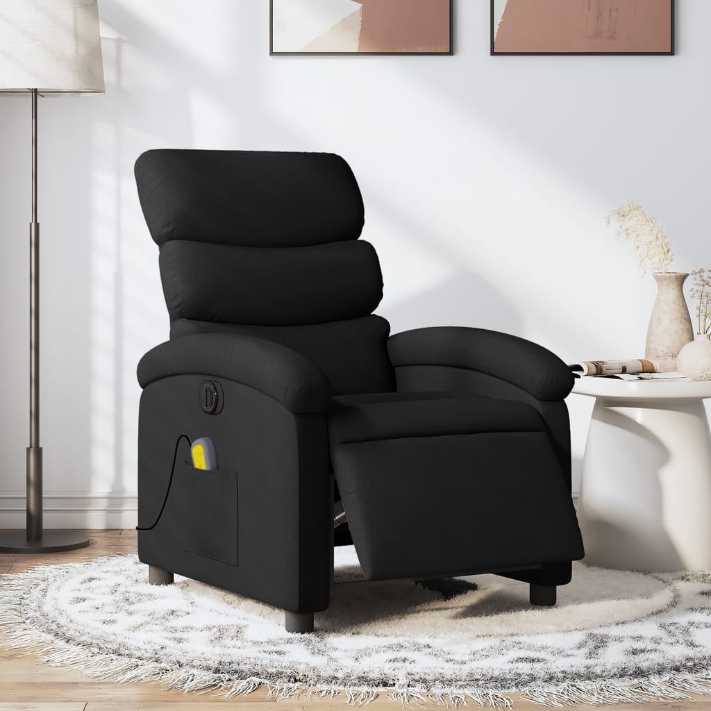 Fauteuil de massage inclinable électrique Noir Tissu Fauteuils vidaXL   