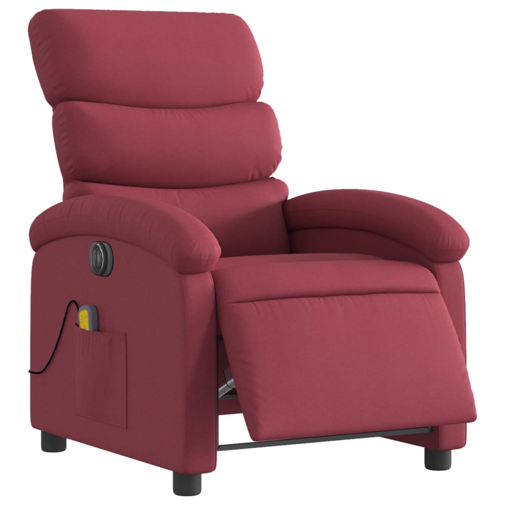 Fauteuil de massage inclinable électrique Rouge bordeaux Tissu Fauteuils vidaXL   