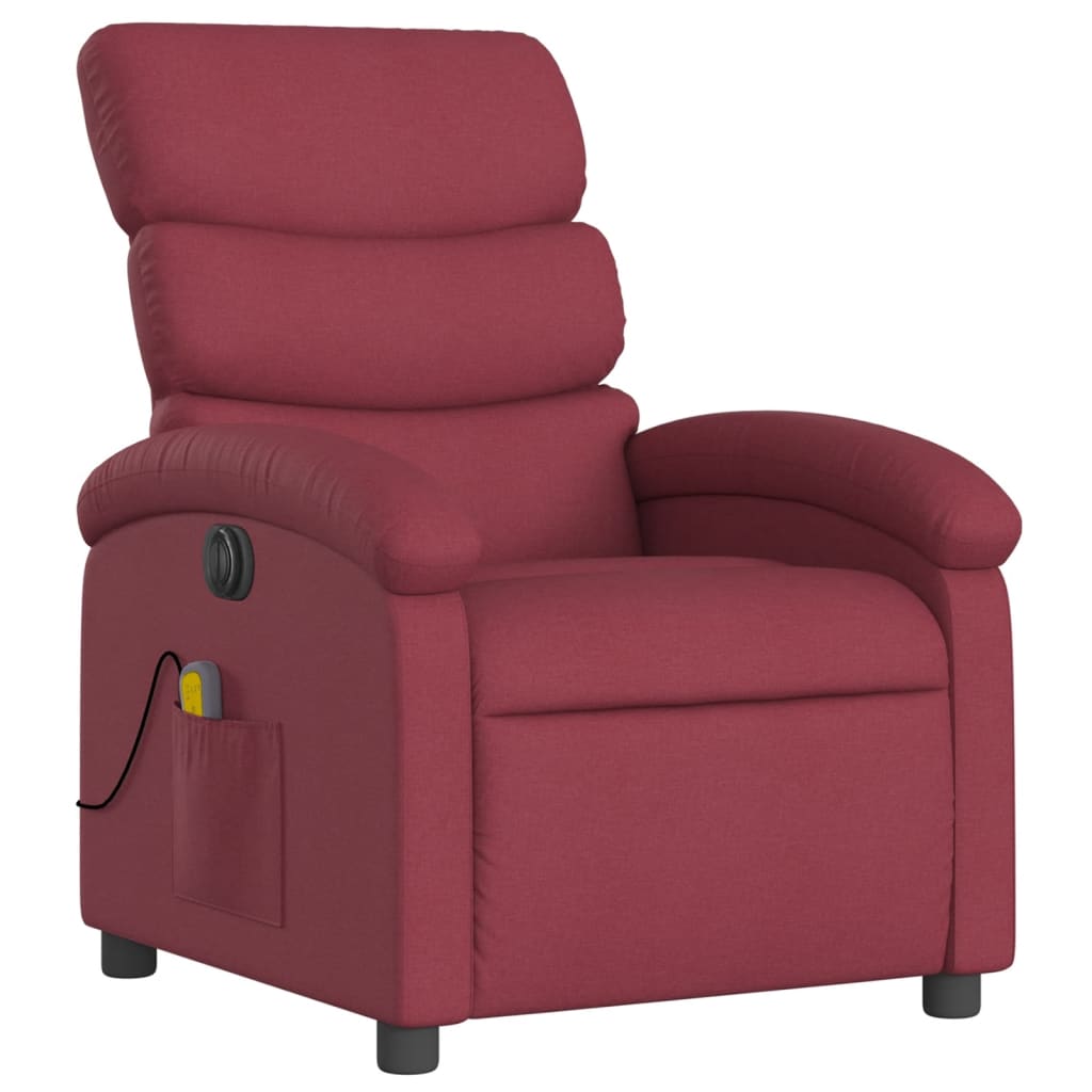 Fauteuil de massage inclinable électrique Rouge bordeaux Tissu Fauteuils vidaXL   