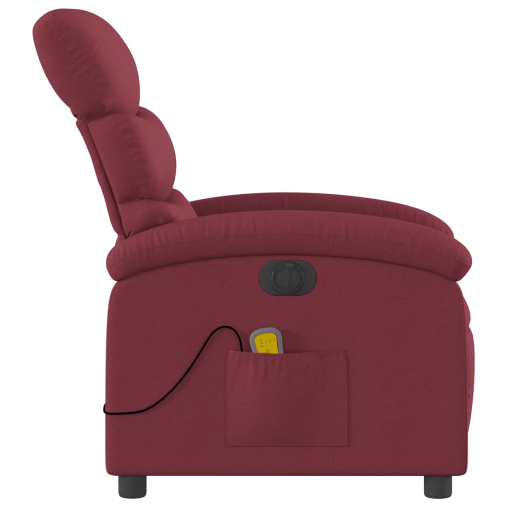 Fauteuil de massage inclinable électrique Rouge bordeaux Tissu Fauteuils vidaXL   