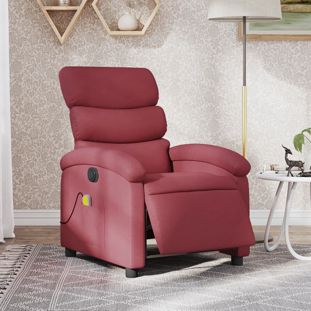 Fauteuil de massage inclinable électrique Rouge bordeaux Tissu Fauteuils vidaXL   