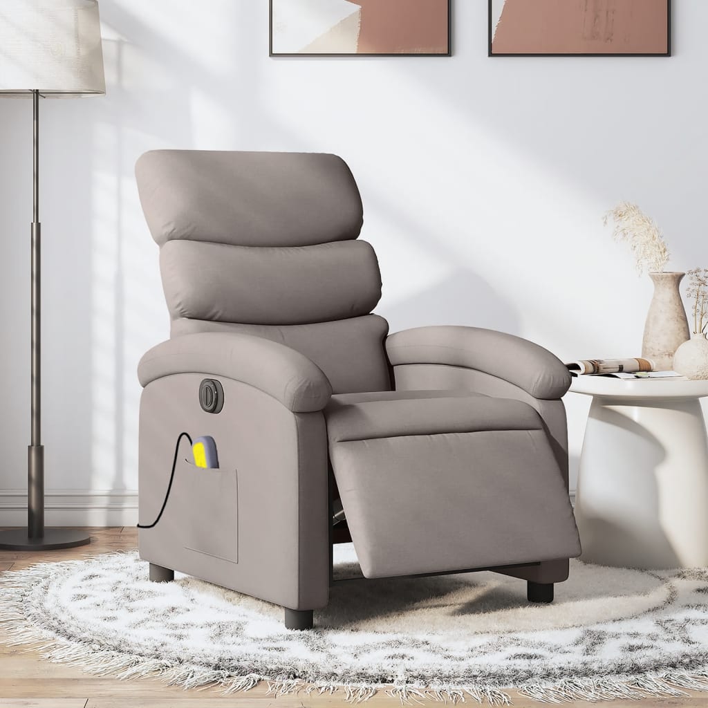 Fauteuil de massage inclinable électrique Taupe Tissu Fauteuils vidaXL   