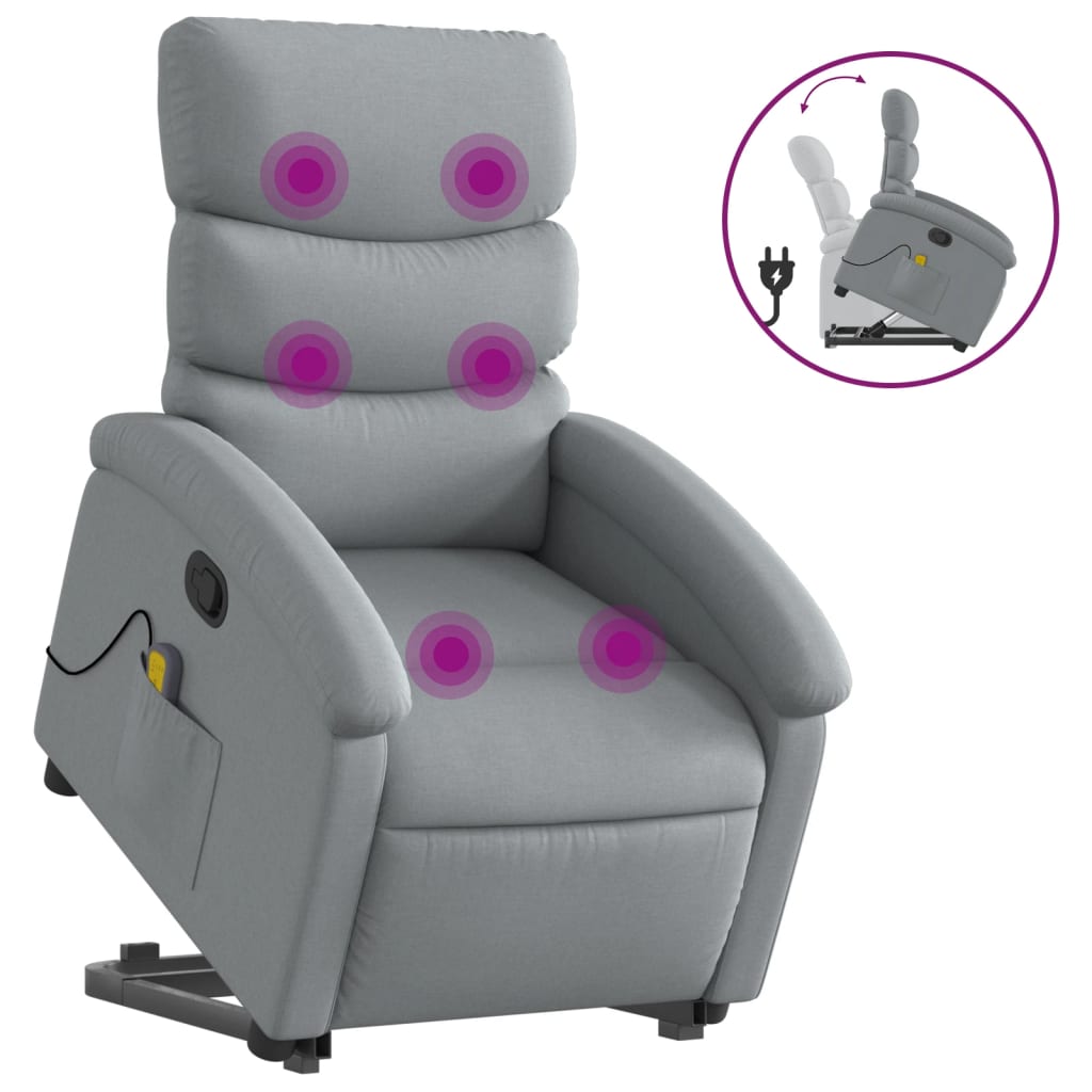 Fauteuil de massage inclinable Gris clair Tissu Fauteuils vidaXL   