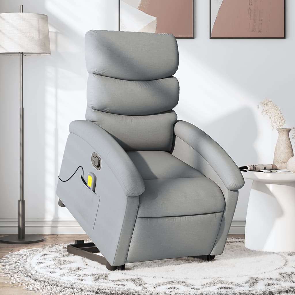 Fauteuil de massage inclinable Gris clair Tissu Fauteuils vidaXL   