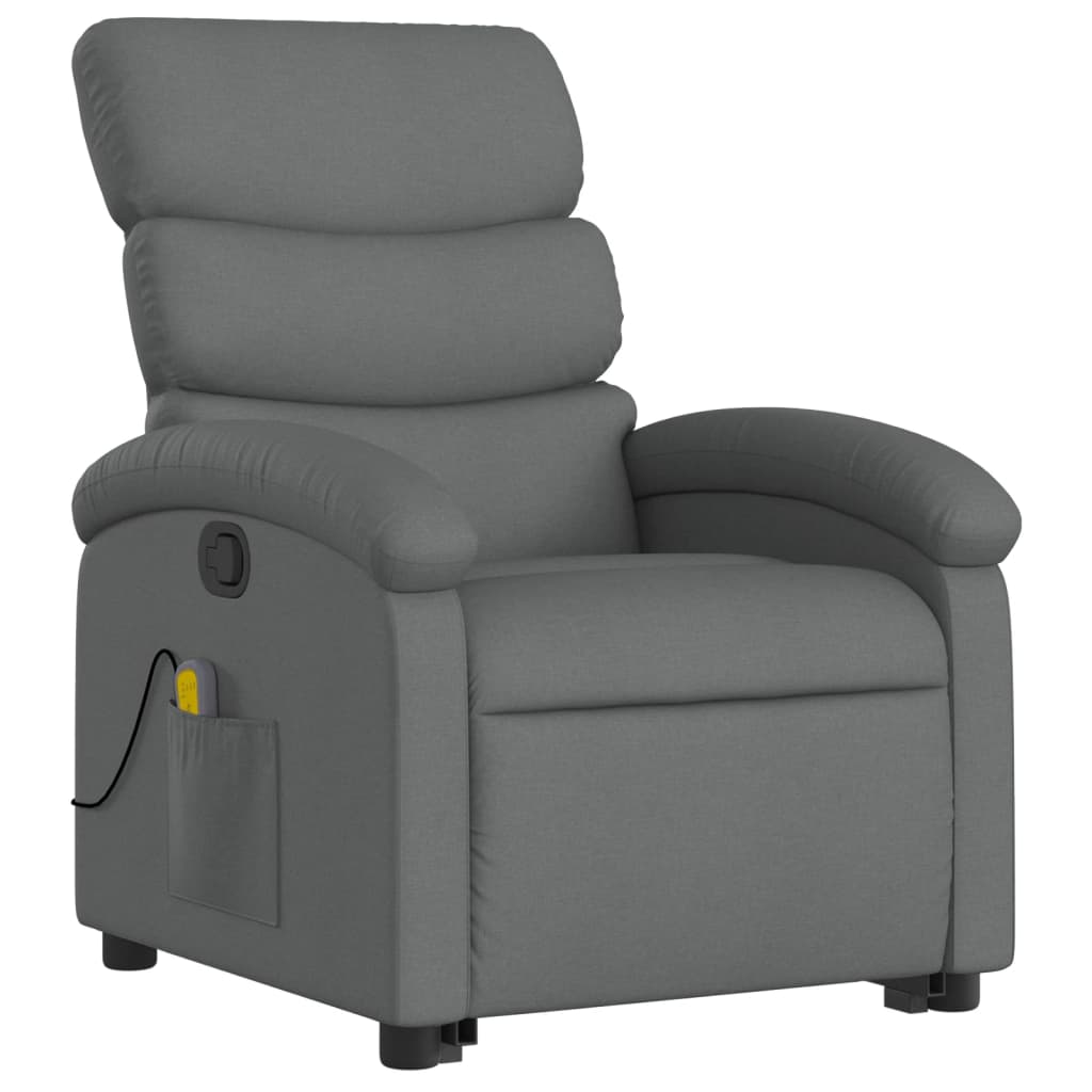 Fauteuil de massage inclinable Gris foncé Tissu Fauteuils vidaXL   