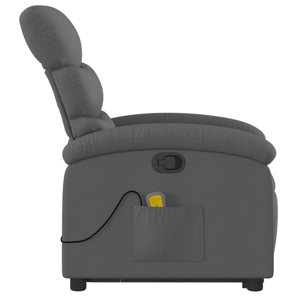 Fauteuil de massage inclinable Gris foncé Tissu Fauteuils vidaXL   