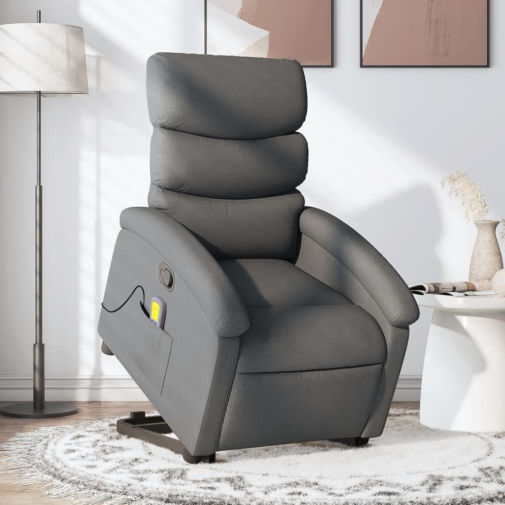 Fauteuil de massage inclinable Gris foncé Tissu Fauteuils vidaXL   