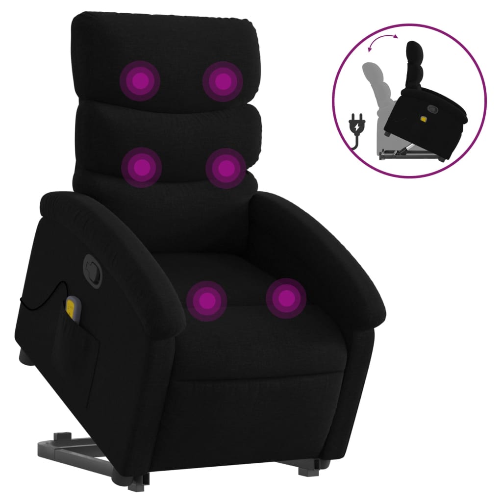 Fauteuil de massage inclinable Noir Tissu Fauteuils vidaXL   