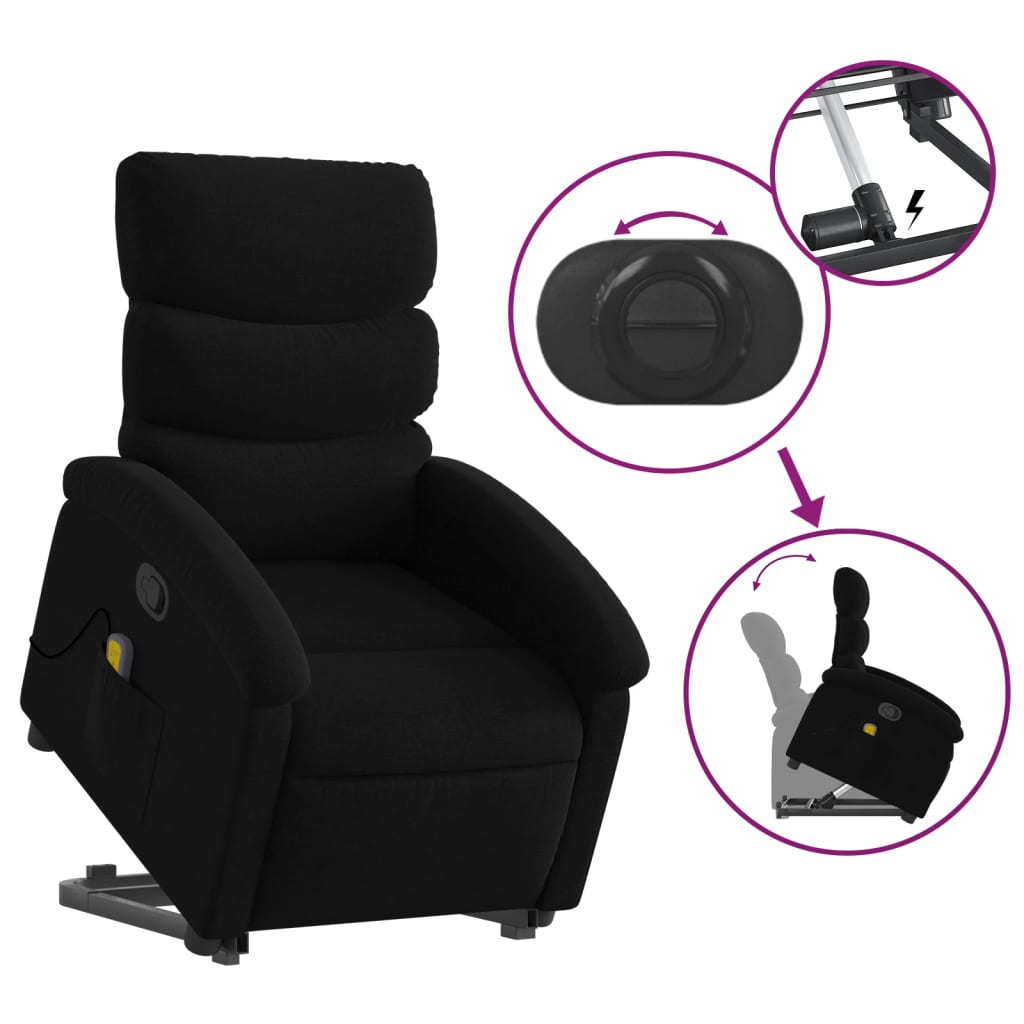 Fauteuil de massage inclinable Noir Tissu Fauteuils vidaXL   