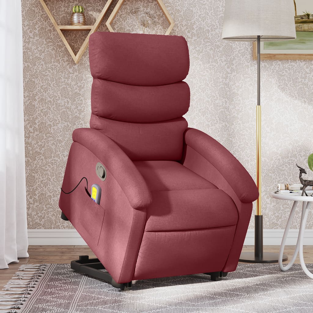 Fauteuil inclinable de massage Rouge bordeaux Tissu Fauteuils vidaXL   