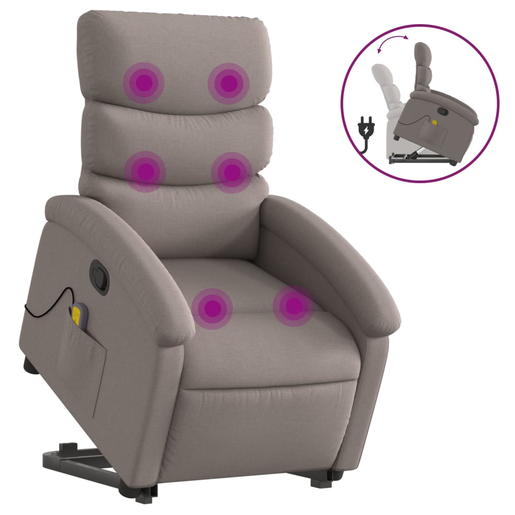 Fauteuil inclinable de massage Taupe Tissu Fauteuils vidaXL   