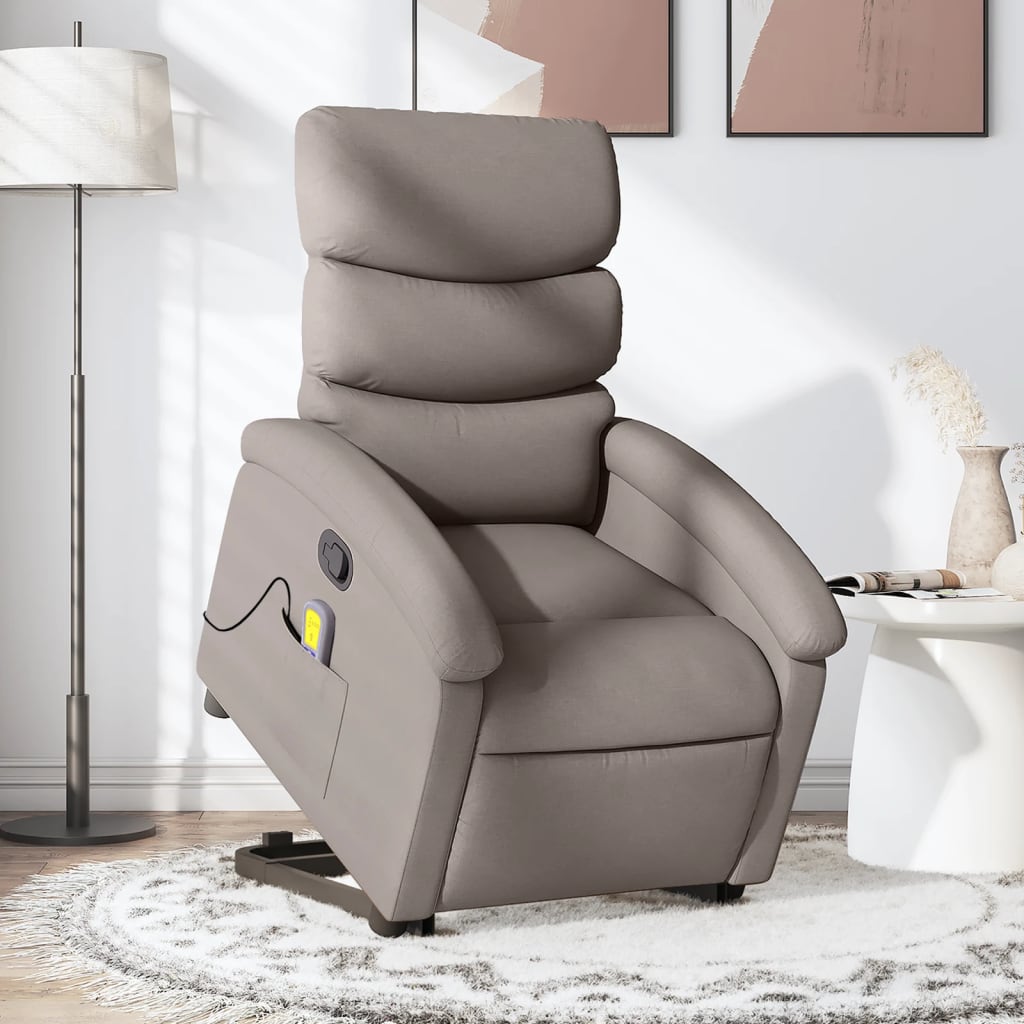 Fauteuil inclinable de massage Taupe Tissu Fauteuils vidaXL   