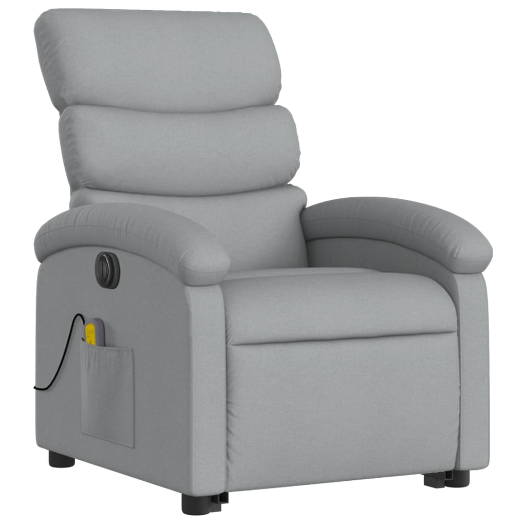 Fauteuil inclinable de massage électrique Gris clair Tissu Fauteuils vidaXL   