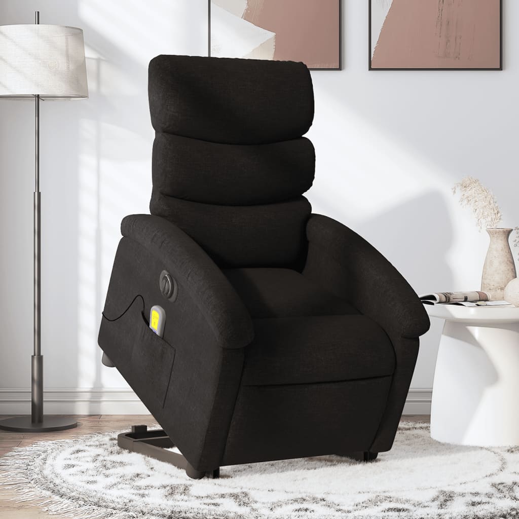 Fauteuil inclinable de massage électrique Noir Tissu Fauteuils vidaXL   