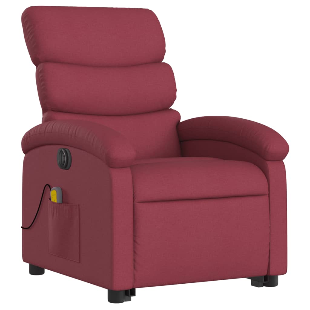 Fauteuil inclinable de massage électrique Rouge bordeaux Tissu Fauteuils vidaXL   