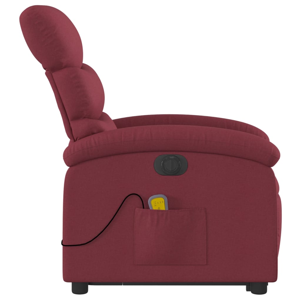 Fauteuil inclinable de massage électrique Rouge bordeaux Tissu Fauteuils vidaXL   