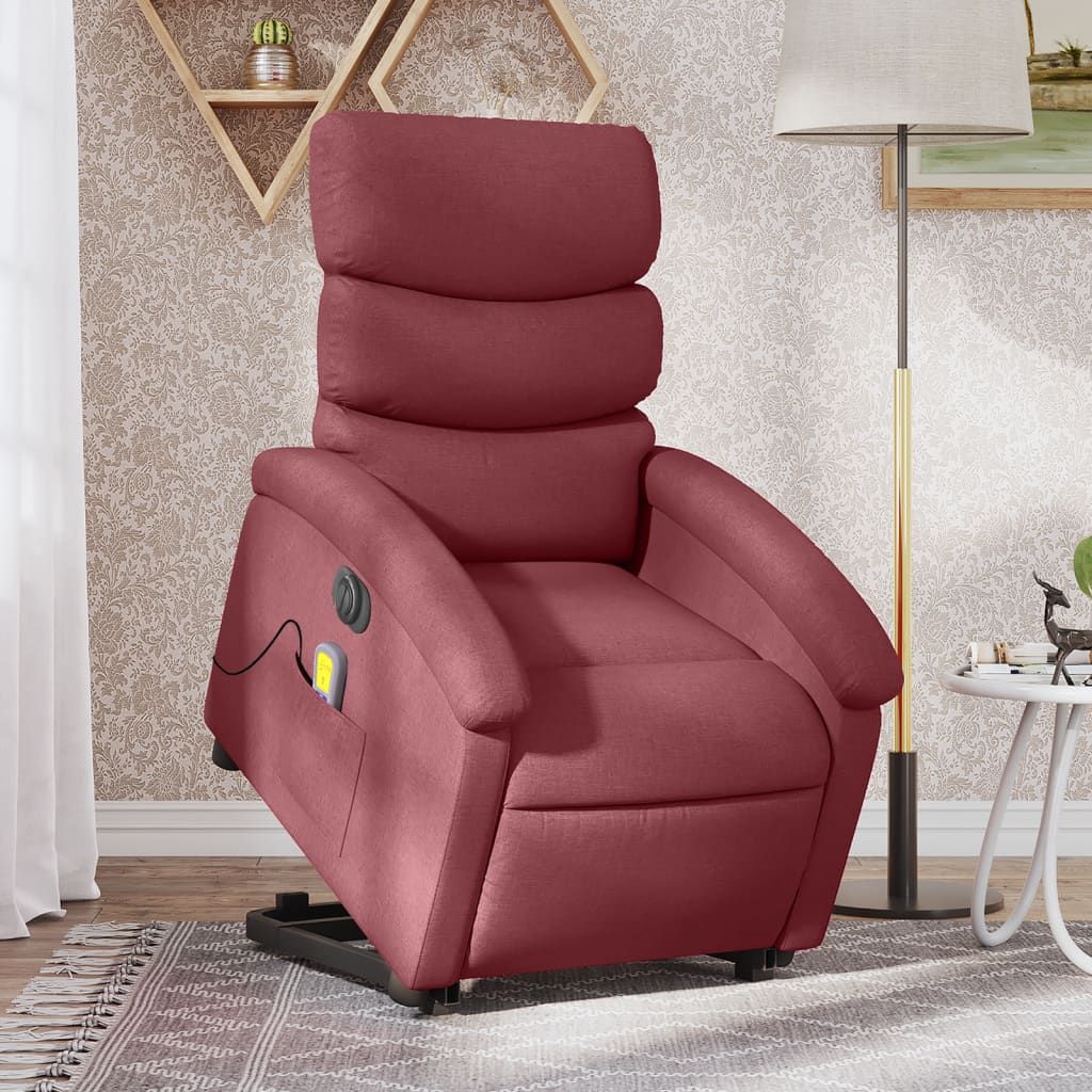 Fauteuil inclinable de massage électrique Rouge bordeaux Tissu Fauteuils vidaXL   