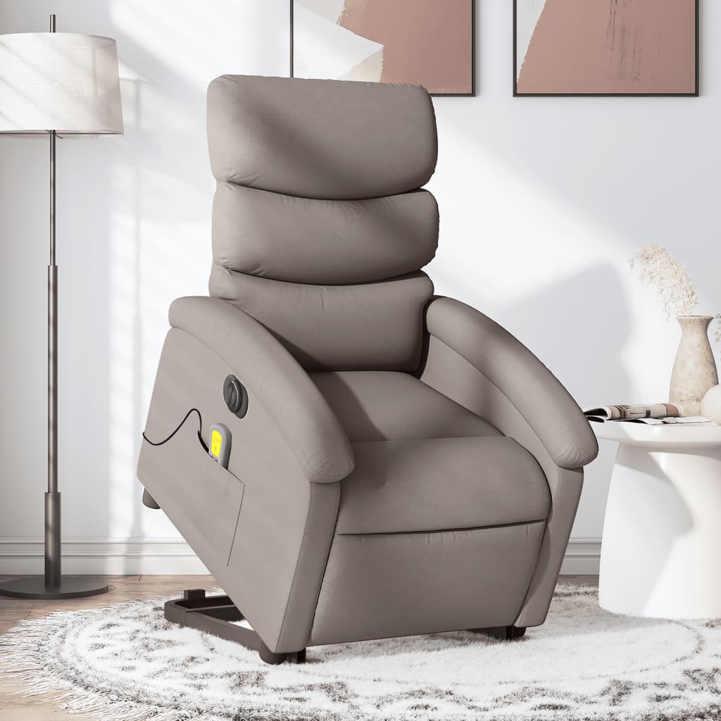 Fauteuil inclinable de massage électrique Taupe Tissu Fauteuils vidaXL   