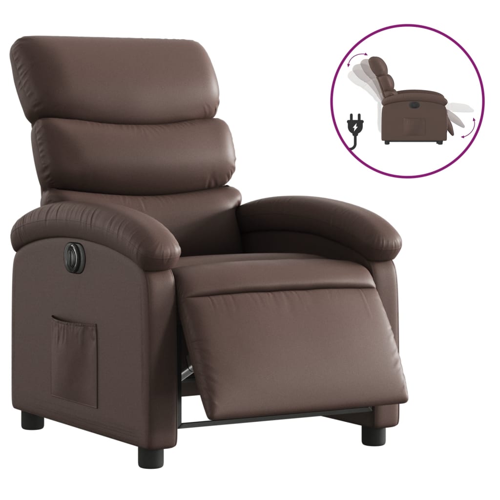 Fauteuil inclinable électrique Marron Similicuir Fauteuils vidaXL   