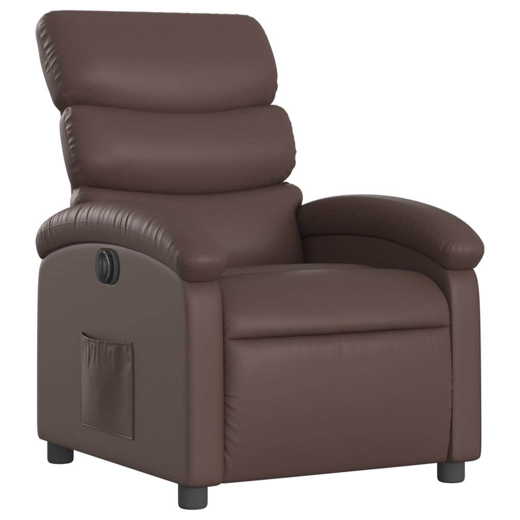 Fauteuil inclinable électrique Marron Similicuir Fauteuils vidaXL   